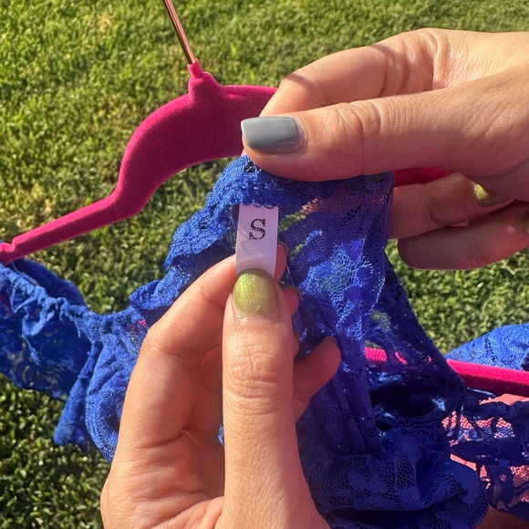 Blue Lace Off-Shoulder Women’s Dress - Picture 4 of 4